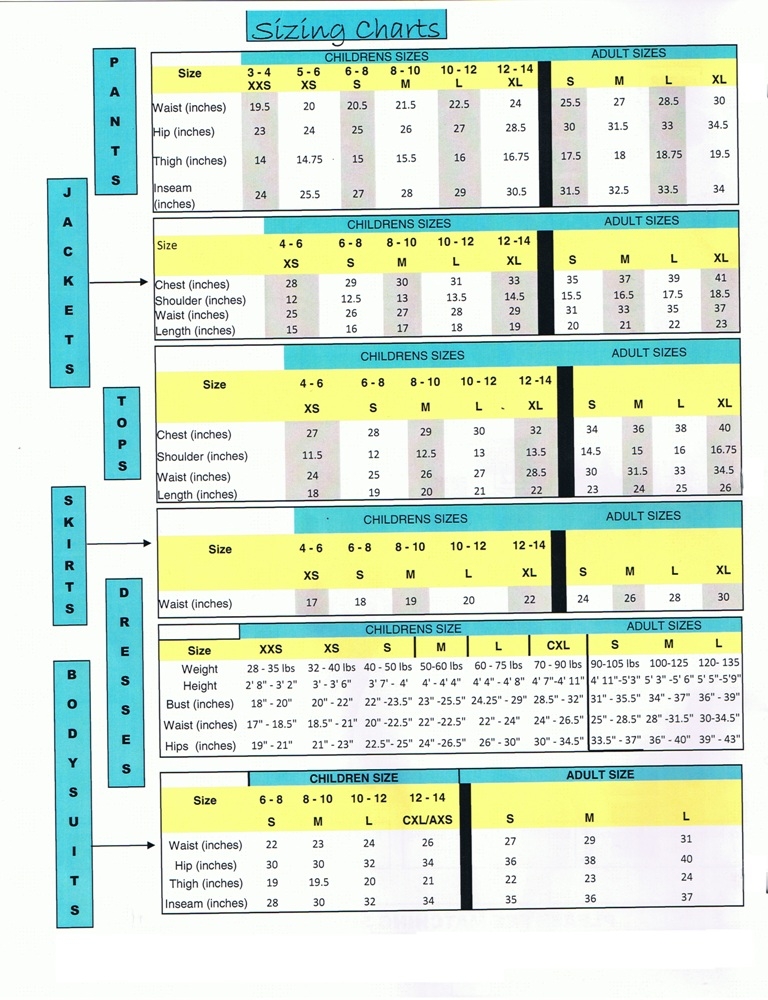 ChloeNoel Sizing Chart